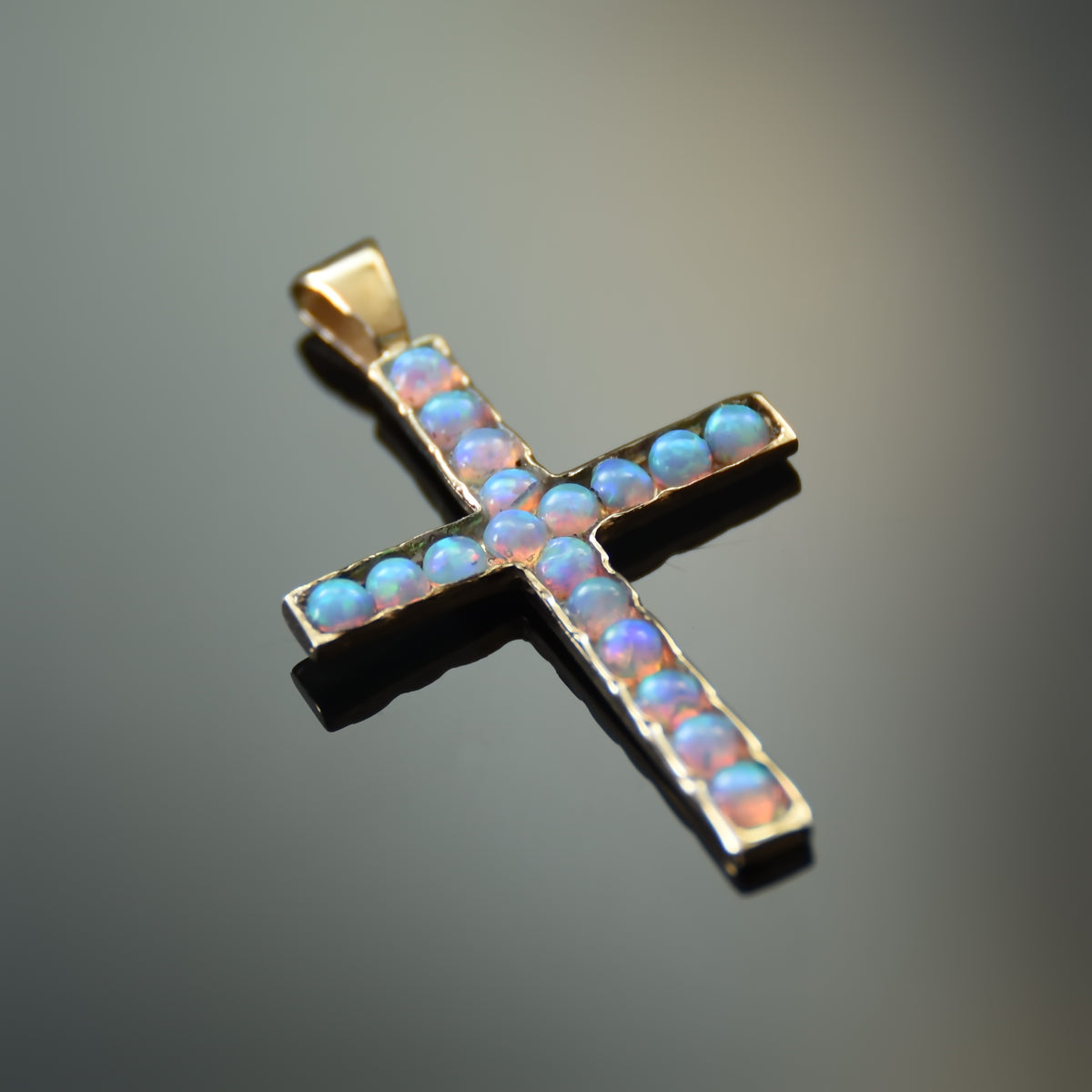 NG0848 Opal stones Cross gold Necklace