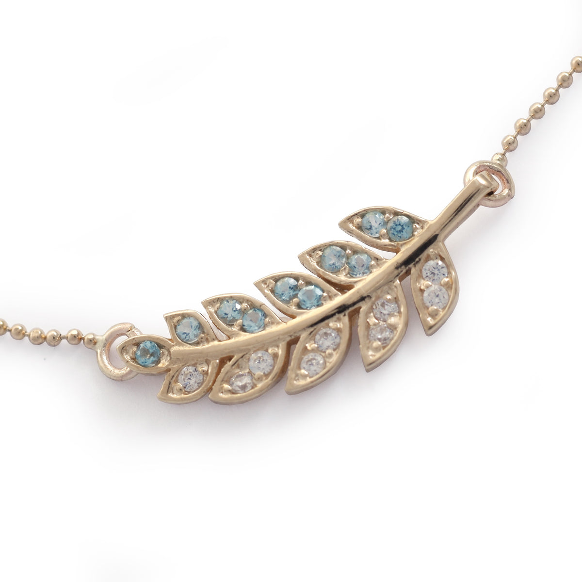 NG4754-1 Gold Leaf Necklace with Topaz