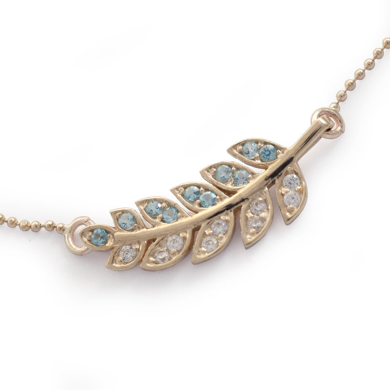 NG4754-1 Gold Leaf Necklace with Topaz