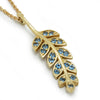 NG4754A Gold Y Necklace with Leaf Pendant and Topaz