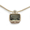 NG4755 Gold Charm Necklace with Square Green Spinel