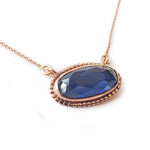 G4756 Oval Blue Sapphire gold necklace