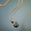 NG4757-1 Gold Necklace with Blue Topaz and Diamonds Flower Pendant
