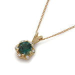 NG4757 Gold Necklace with Green Spinel and Zircons Flower Pendant