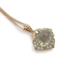 NG4758 Glamorous Gold Necklace with Green Amethyst and clear zircons