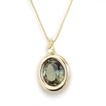 NG4759-1 Gold Necklace with Green Quartz Pendant