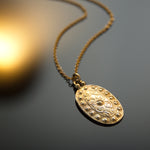 NG4760 Gold Necklace with Oval Ethnic Pendant