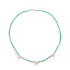 NG4761B Beaded Turquoise Station Necklace with Gold Ornaments