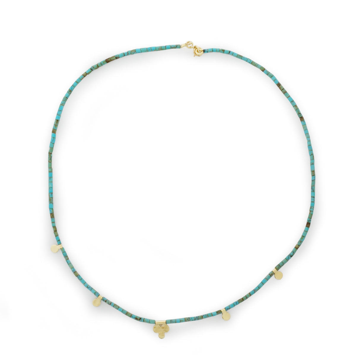 NG4761C Turquoise and Gold Station Necklace