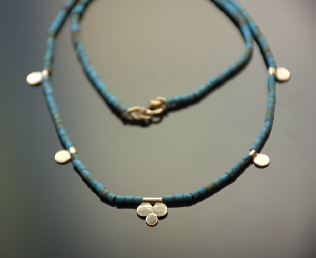 NG4761C Turquoise and Gold Station Necklace