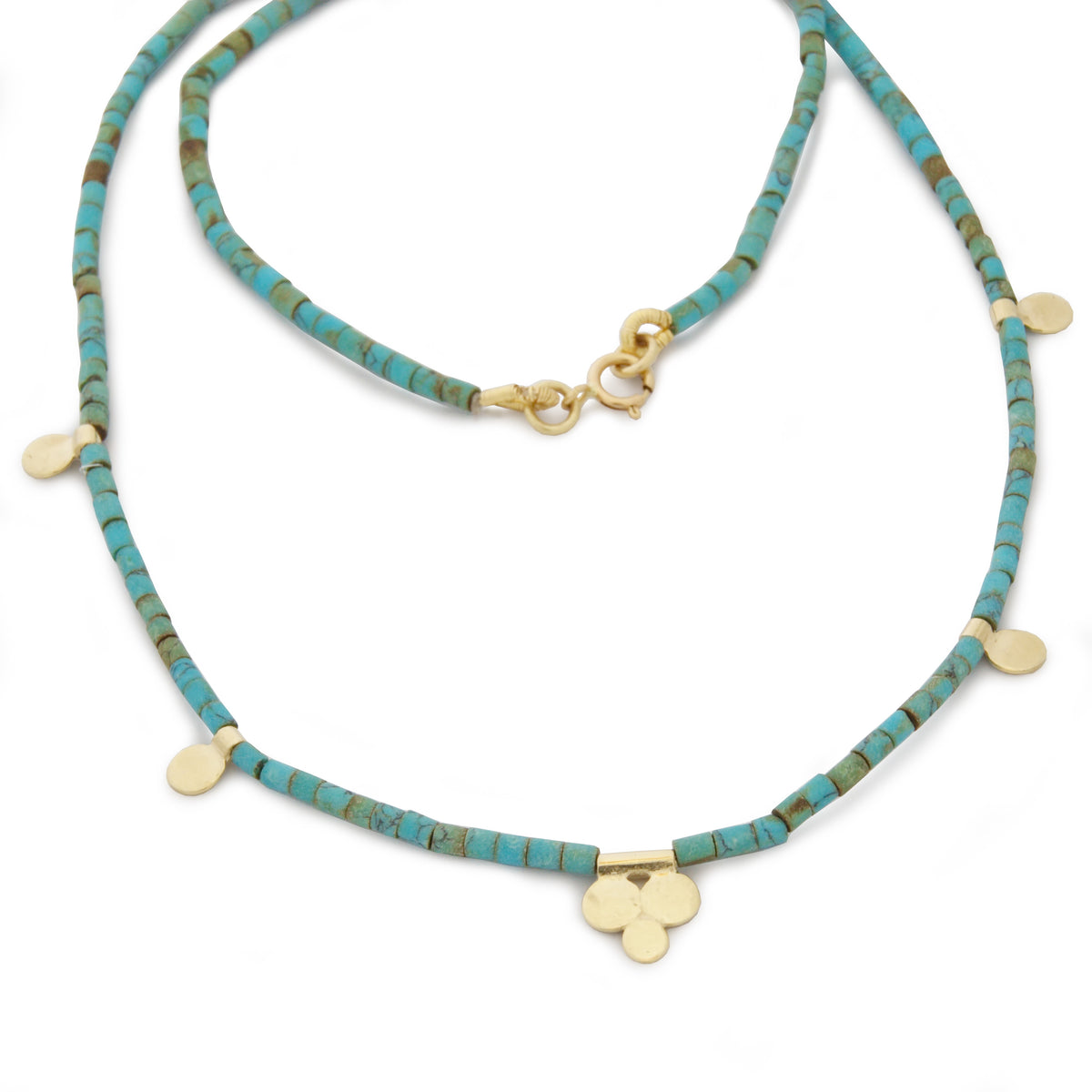 NG4761C Turquoise and Gold Station Necklace