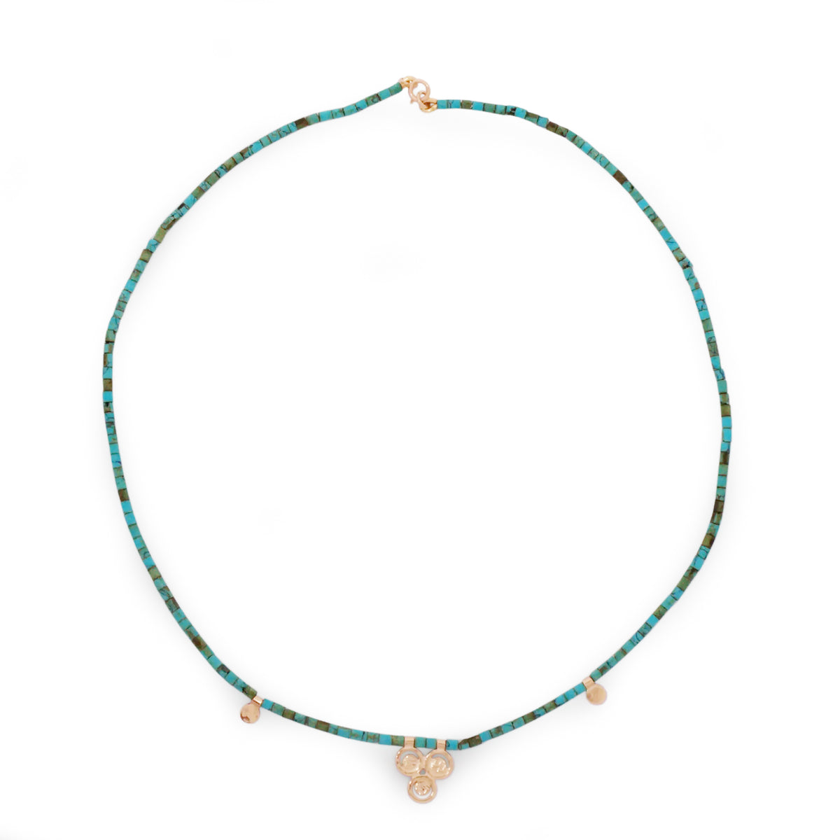 NG4761D Turquoise and Gold Beaded Necklace