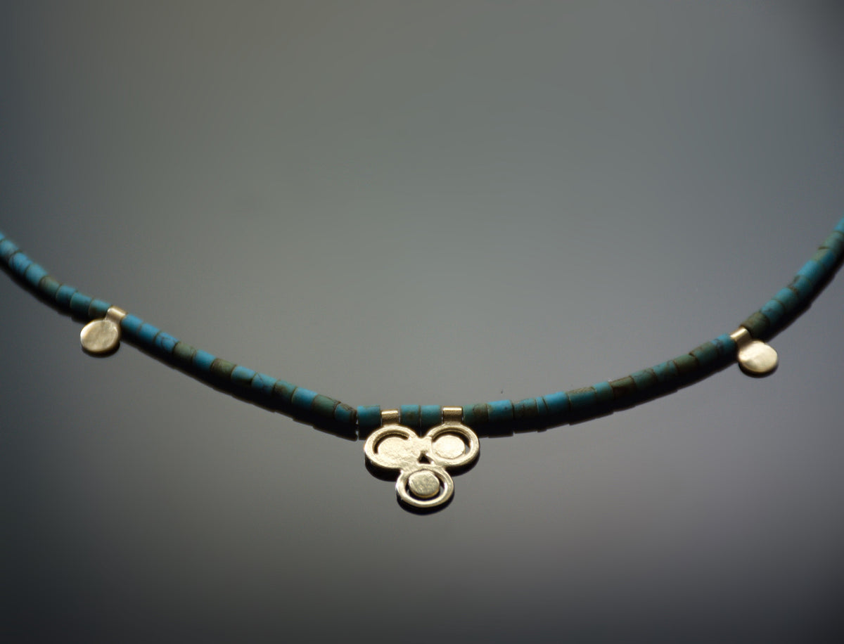 NG4761D Turquoise and Gold Beaded Necklace