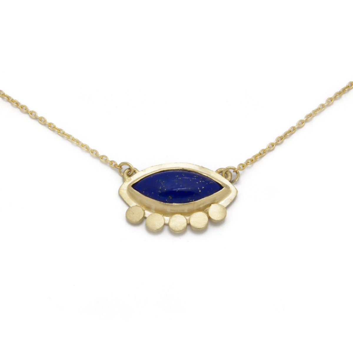 NG4763 Gold necklace with Marquise Lapis Lazuli Charm