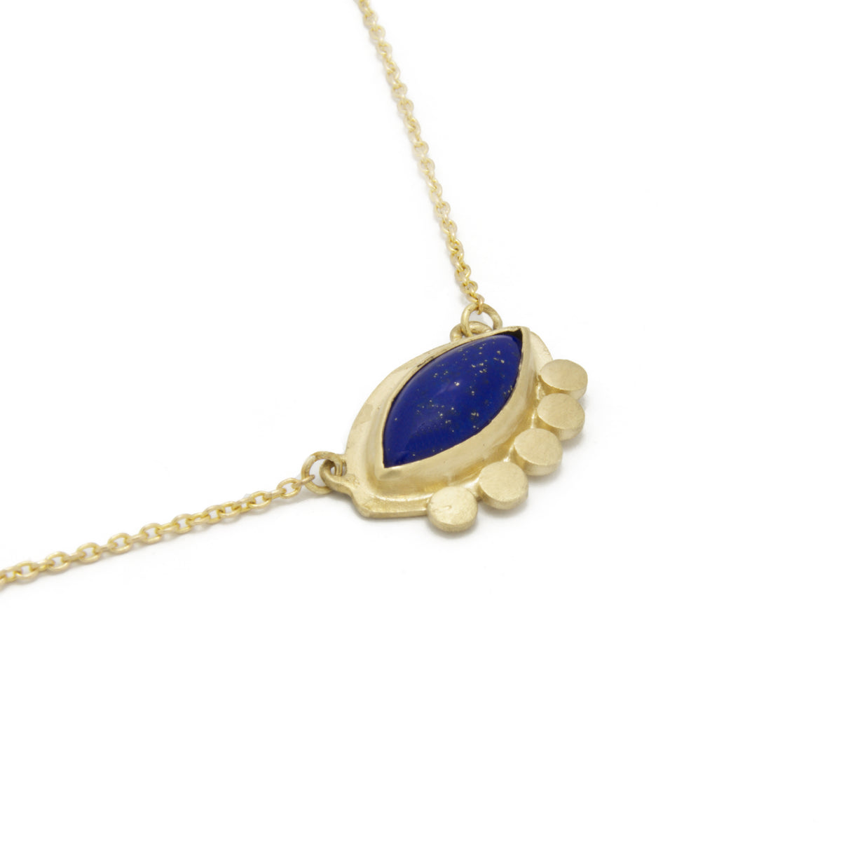 NG4763 Gold necklace with Marquise Lapis Lazuli Charm