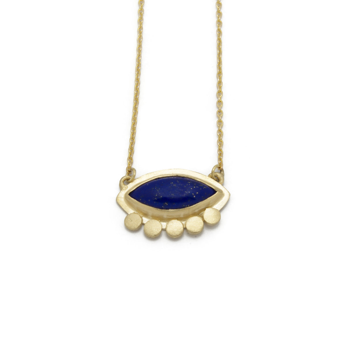 NG4763 Gold necklace with Marquise Lapis Lazuli Charm