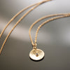 NG4765B Gold Round Charm Necklace with Sapphire