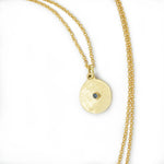 NG4765B Gold Round Charm Necklace with Sapphire