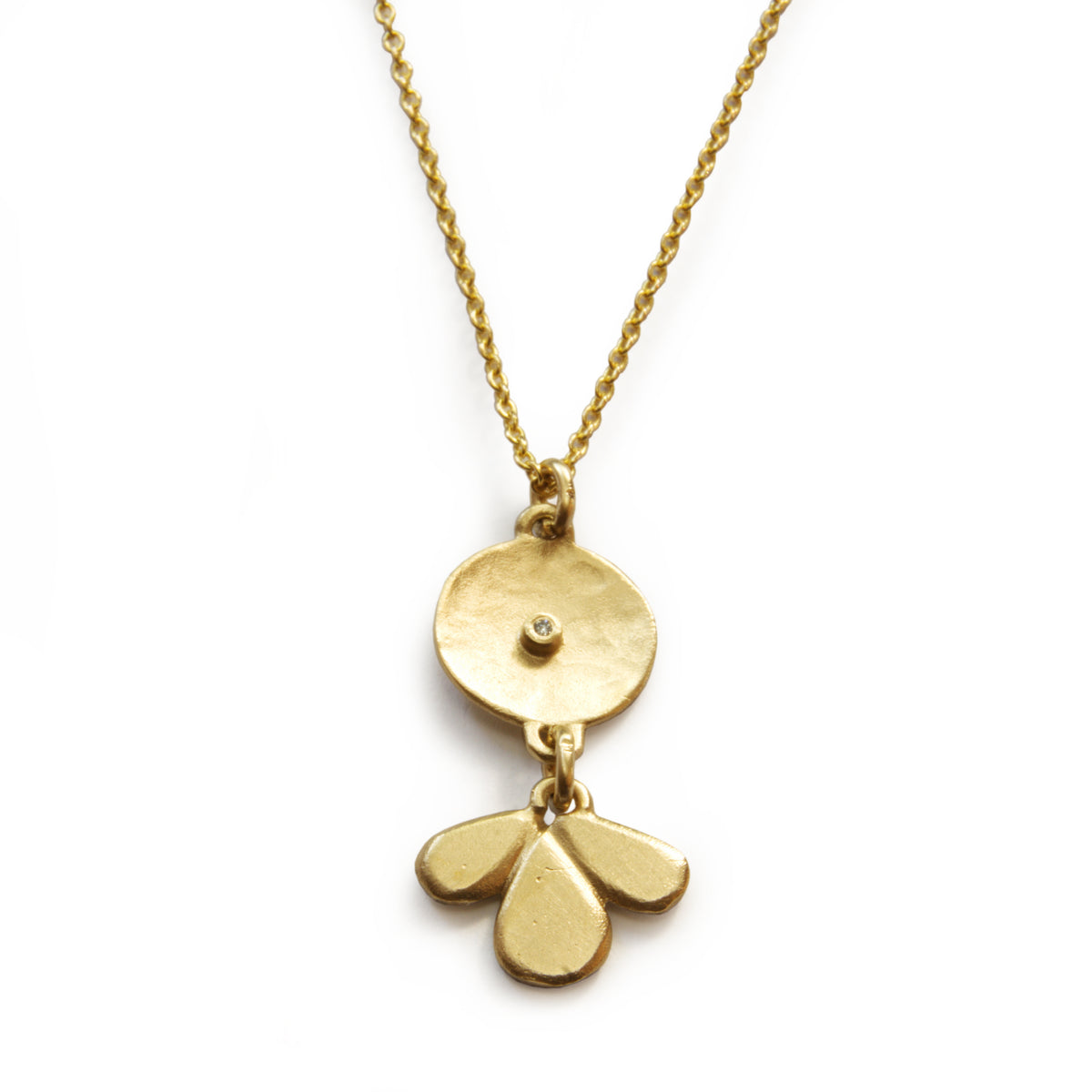 NG4765 Matte Gold Y Necklace with Diamonds