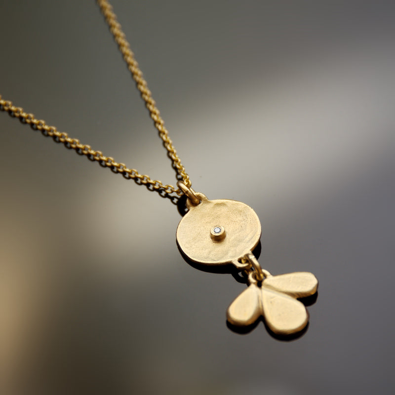 NG4765 Matte Gold Y Necklace with Diamonds