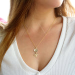 NG4765 Matte Gold Y Necklace with Diamonds