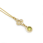 NG4766 Gold Y Necklace with Diamonds and Peridot