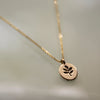 NG4768A Hand-Stamped Leaf Oval Pendant Gold Necklace