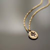 NG4768A Hand-Stamped Leaf Oval Pendant Gold Necklace