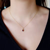 NG4768 Gold Necklace with Teardrop Garnet Pendant