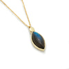 NG4770 Gold Necklace with Marquise Labradorite Charm