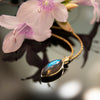 NG4770 Gold Necklace with Marquise Labradorite Charm