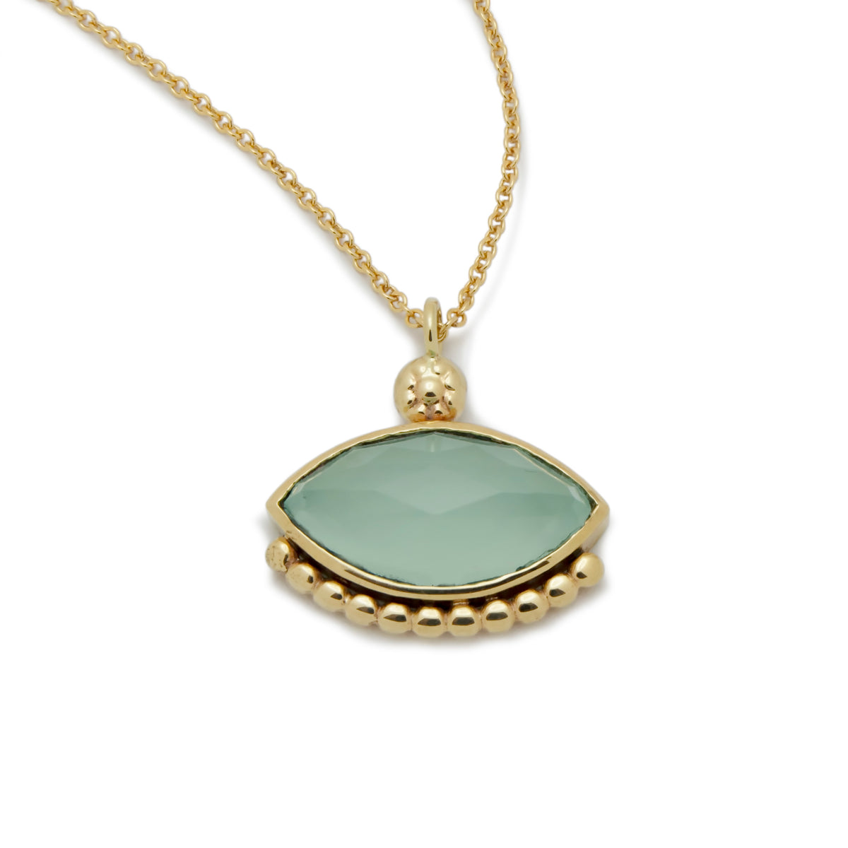 NG4771 Gold Necklace with Marquise Jade Charm