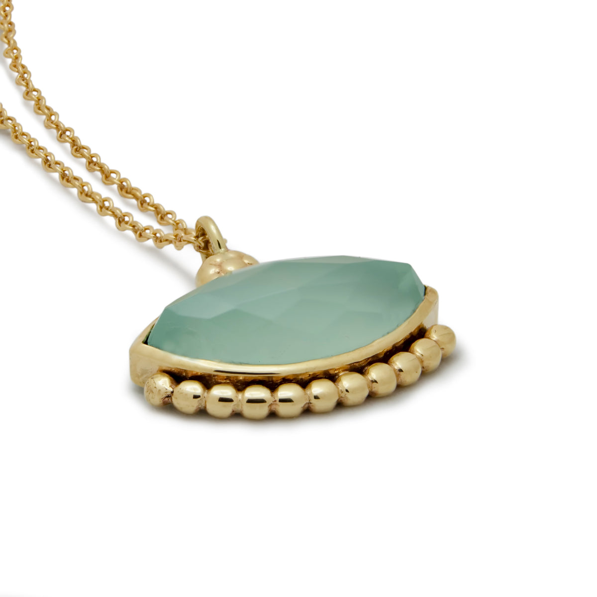 NG4771 Gold Necklace with Marquise Jade Charm