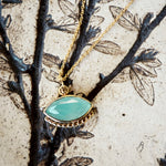 NG4771 Gold Necklace with Marquise Jade Charm