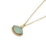 NG4771 Gold Necklace with Marquise Jade Charm