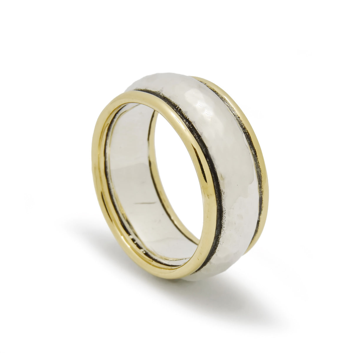 R0121 Silver Band with Gold Rim