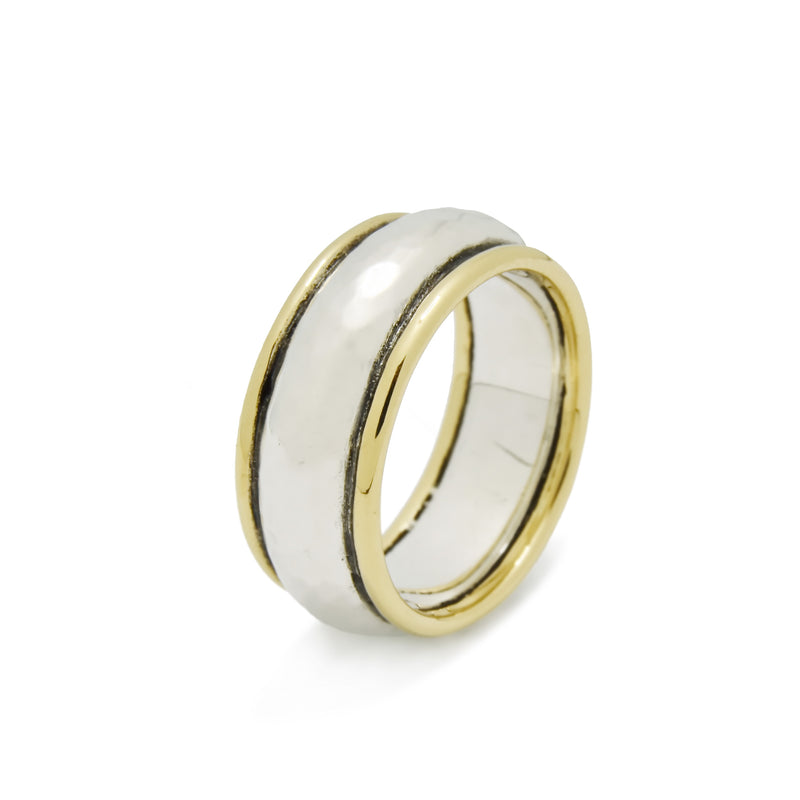 R0121 Silver Band with Gold Rim
