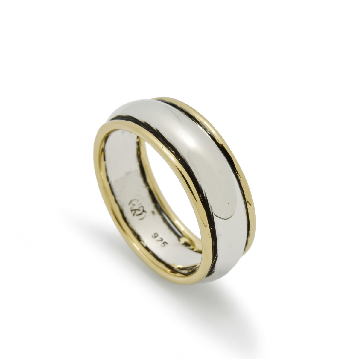 R0121 Silver Band with Gold Rim