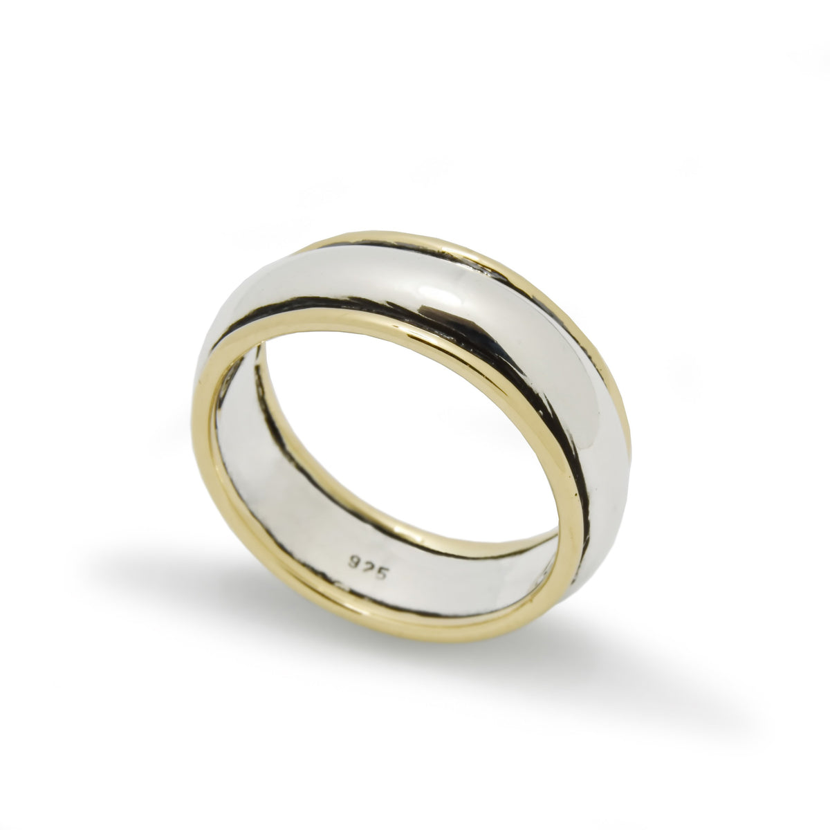 R0121 Silver Band with Gold Rim