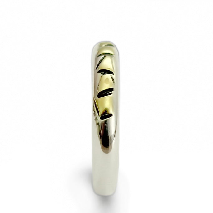 R0194 Thin Silver Band with Gold Stripes