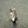 R0907 Dotted Silver Ring with Gold Rim