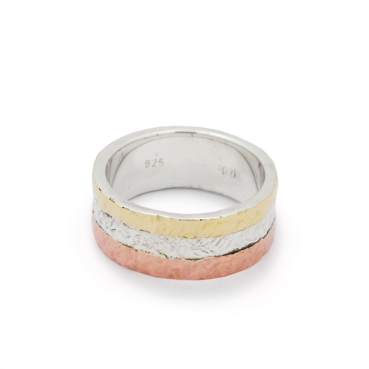 R0947C Mixed Metals textured wedding ring