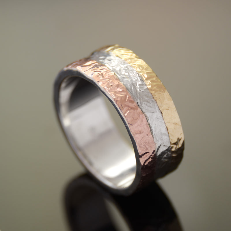 R0947C Mixed Metals textured wedding ring