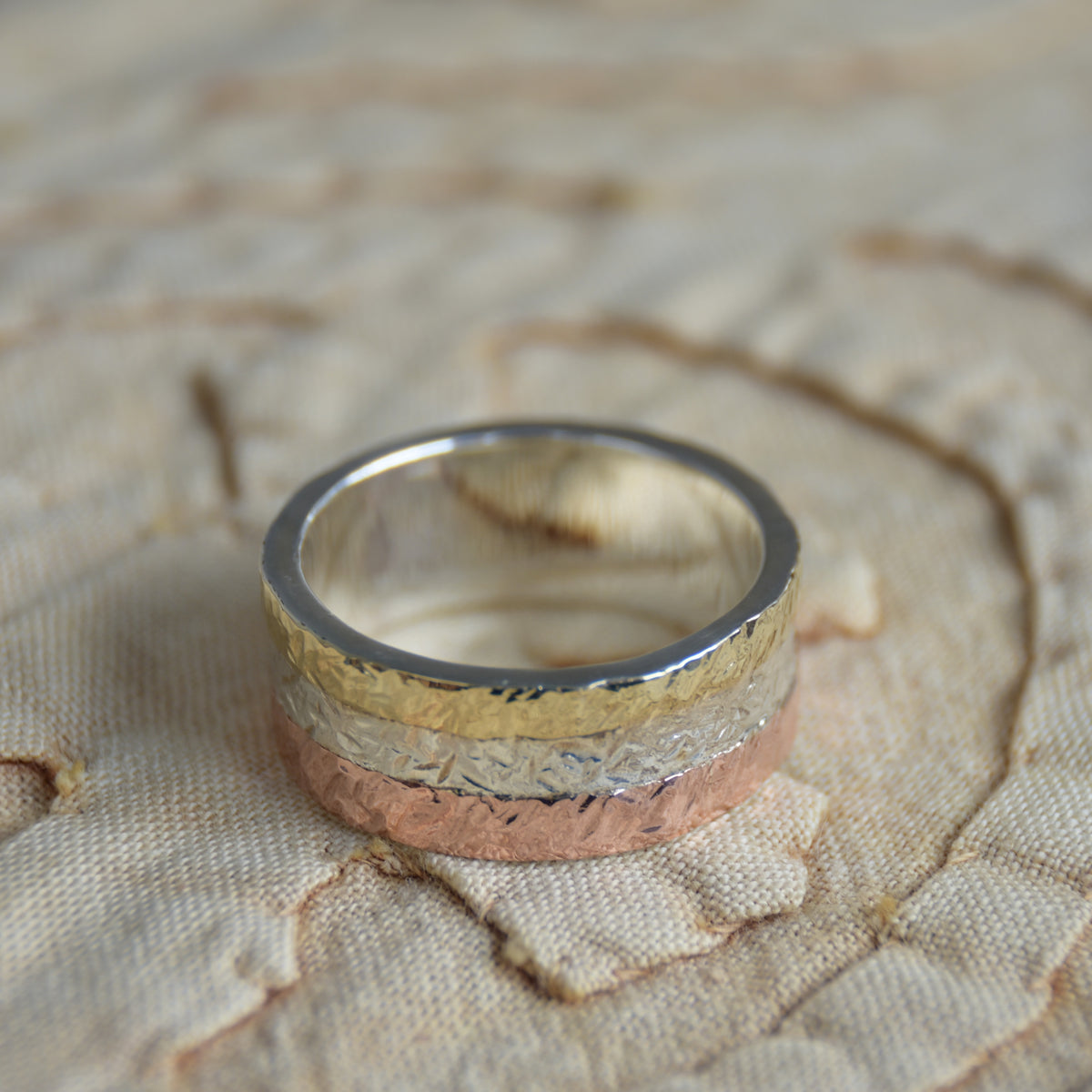 R0947C Mixed Metals textured wedding ring