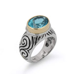 R0696 Hand Engraved two tone ring with R0969
