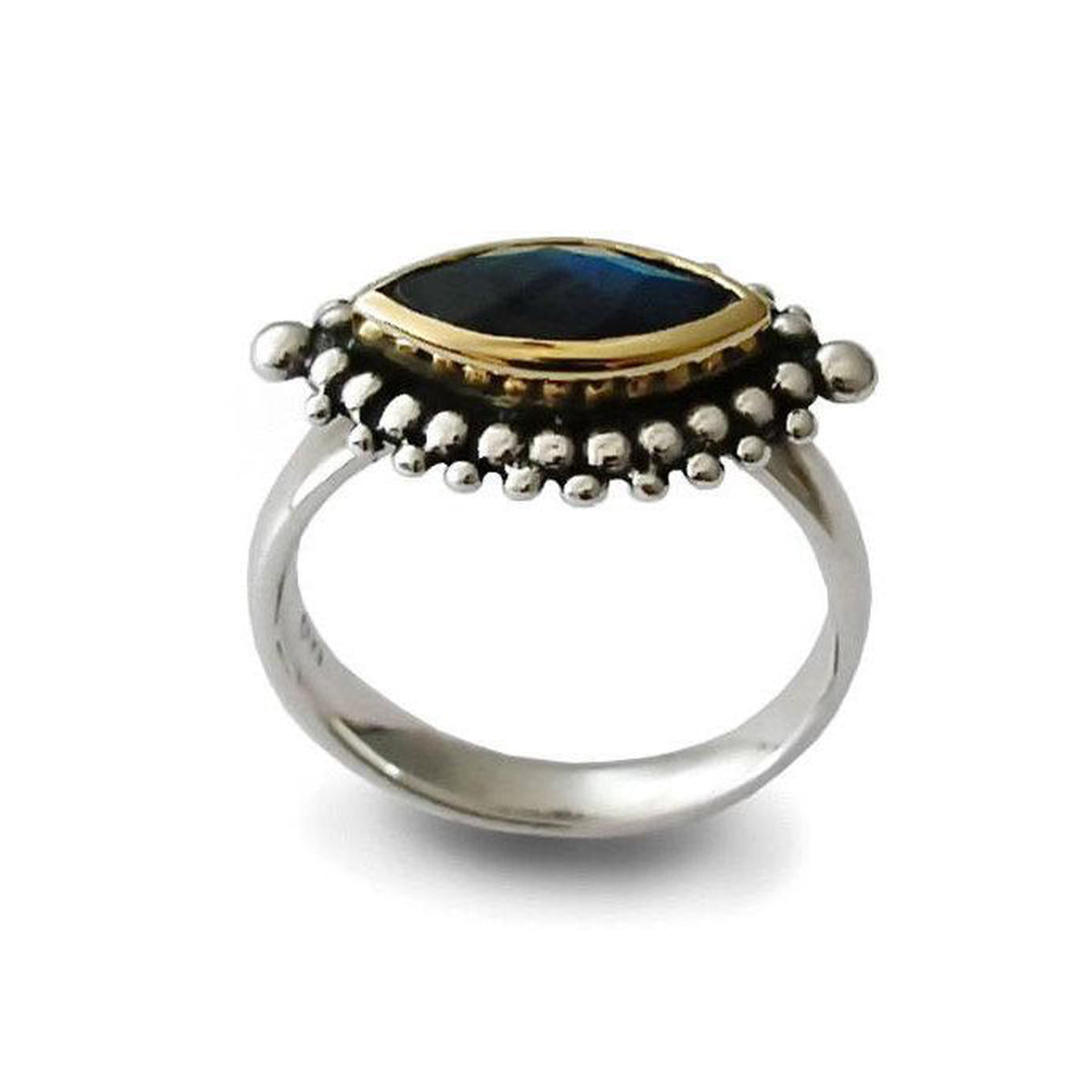 R1045 Dotted Marquise Labradorite ring