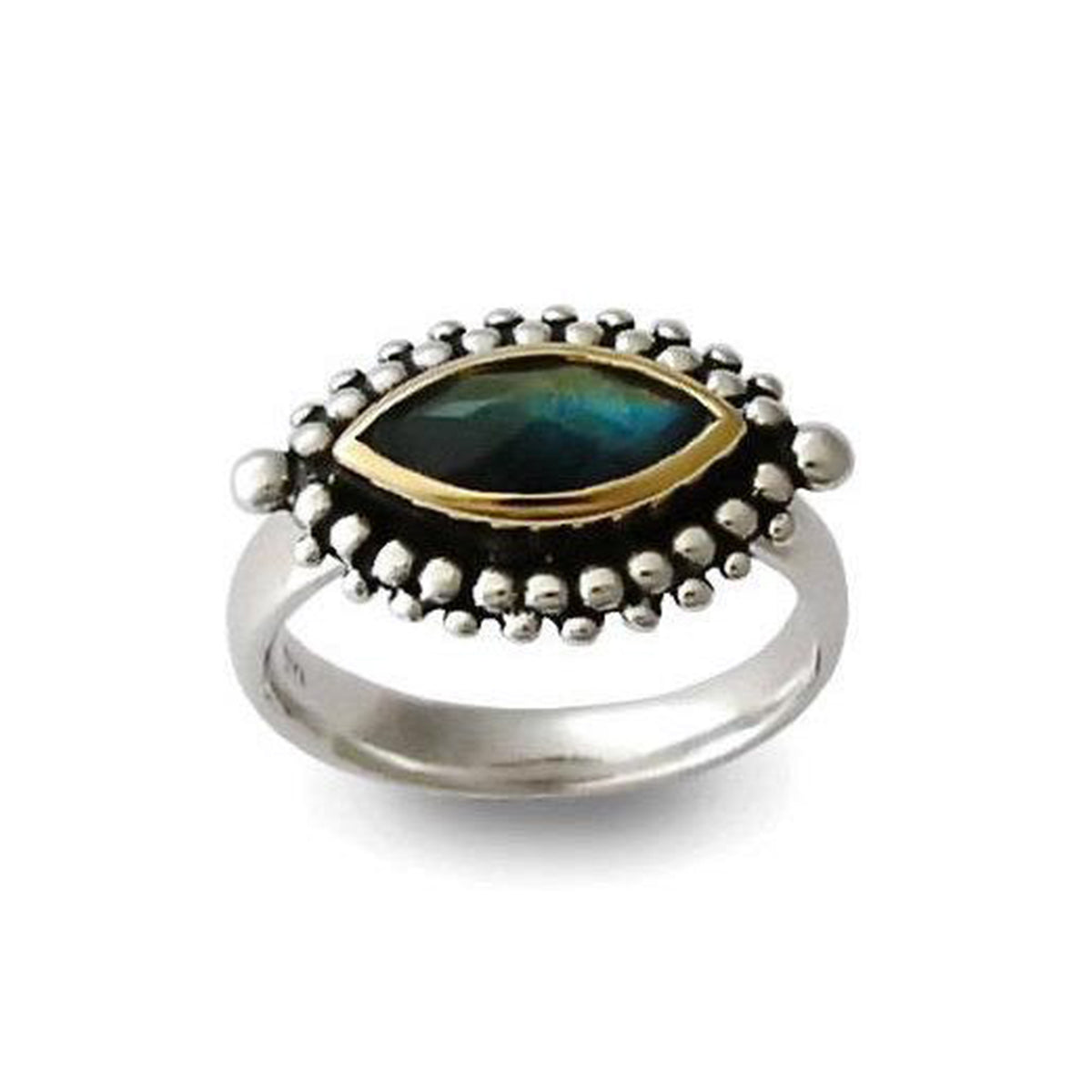 R1045 Dotted Marquise Labradorite ring