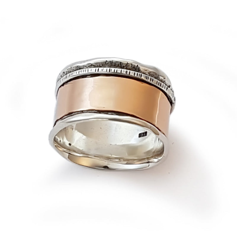 R1075G  Rustic Rose Gold Spinner Ring for Men