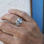 R1075L-1 Rustic Spinner Ring with Topaz