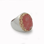R1113H Cherry Quarts chunky ring with Gold Ornaments